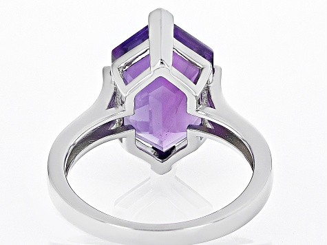 Amethyst Rhodium Over Sterling Silver Solitaire Ring 5.10ct