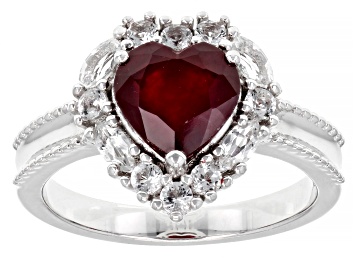 Picture of Mahaleo® Ruby Rhodium Over Sterling Silver Heart Ring 3.13ctw