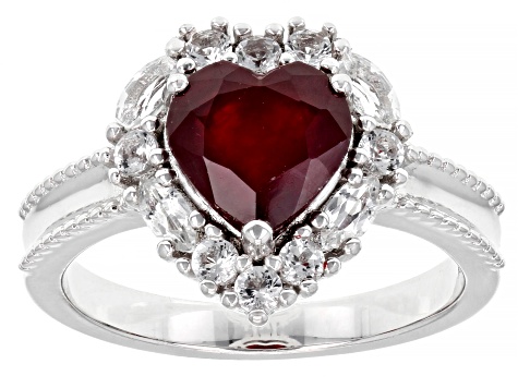 Mahaleo® Ruby Rhodium Over Sterling Silver Heart Ring 3.13ctw