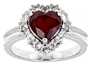 Mahaleo® Ruby Rhodium Over Sterling Silver Heart Ring 3.13ctw