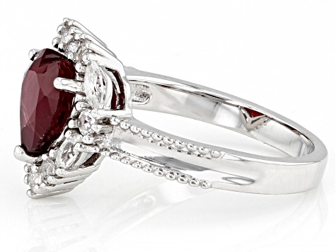 Mahaleo Ruby Rhodium Over Sterling Silver Heart Ring 3.13ctw SHD041 JTV