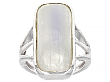 Picture of Rainbow Moonstone Rhodium Over Sterling Silver Ring