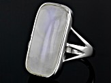 Rainbow Moonstone Rhodium Over Sterling Silver Ring