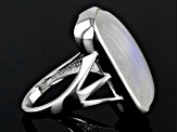 Rainbow Moonstone Rhodium Over Sterling Silver Ring