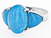 Blue Kingman Turquoise Rhodium Over Sterling Silver Ring