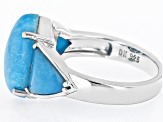 Blue Kingman Turquoise Rhodium Over Sterling Silver Ring - SHD048 | JTV