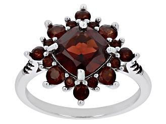 Red Garnet Rhodium Over Sterling Silver Ring 3.31ctw