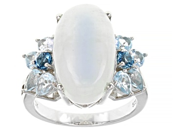 Picture of Rainbow Moonstone Rhodium Over Sterling Silver Ring