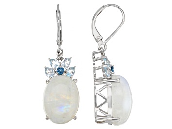 Picture of Rainbow Moonstone Rhodium Over Sterling Silver Earrings