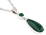 Green Malachite Rhodium Over Sterling Silver Pendant With Chain