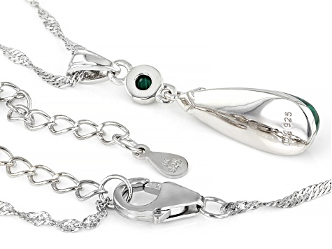 Green Malachite Rhodium Over Sterling Silver Pendant With Chain