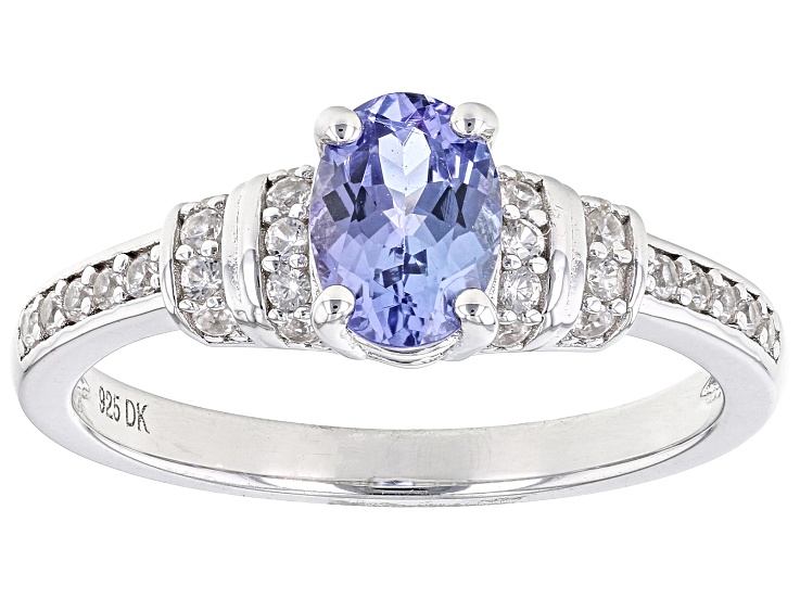 Blue Tanzanite Rhodium Over Sterling Silver Ring 0.88ctw