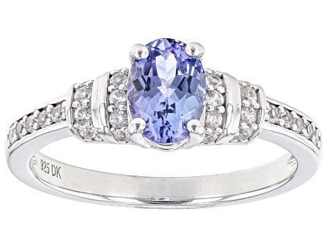 Blue Tanzanite Rhodium Over Sterling Silver Ring 0.88ctw