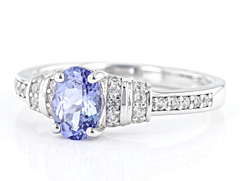 Blue Tanzanite Rhodium Over Sterling Silver Ring 0.88ctw