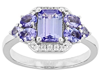 Picture of Blue Tanzanite Rhodium Over Sterling Silver Ring 1.65ctw