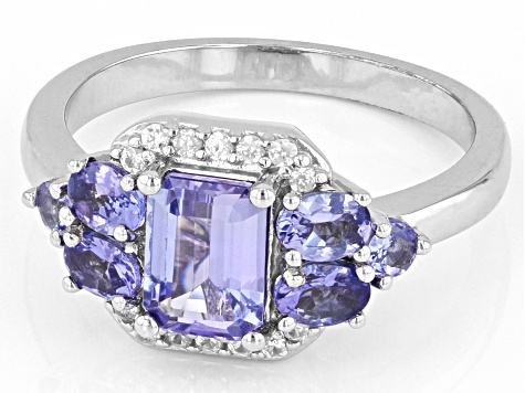Blue Tanzanite Rhodium Over Sterling Silver Ring 1.65ctw