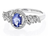 Blue Tanzanite Rhodium Over Sterling Silver Ring 1.12ctw