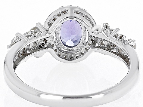 Blue Tanzanite Rhodium Over Sterling Silver Ring 1.12ctw