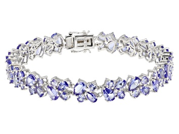 Picture of Blue Tanzanite Rhodium Over Sterling Silver Tennis Bracelet 13.30ctw