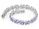 Blue Tanzanite Rhodium Over Sterling Silver Tennis Bracelet 13.30ctw