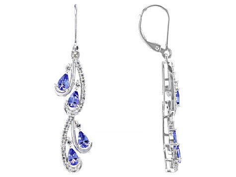 Tanzanite Rhodium Over Sterling Silver Dangle Earrings 1.87ctw