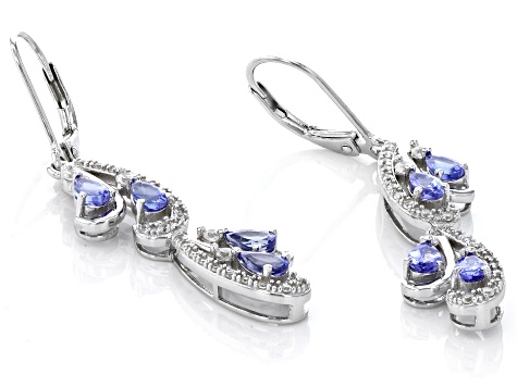 Tanzanite Rhodium Over Sterling Silver Dangle Earrings 1.87ctw