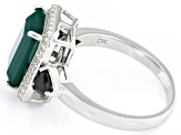 Green Onyx Rhodium Over Sterling Silver Ring 3.61ctw