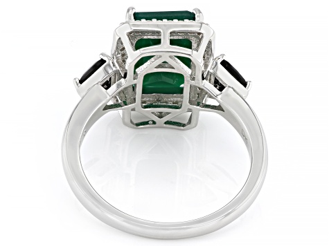 Green Onyx Rhodium Over Sterling Silver Ring 3.61ctw