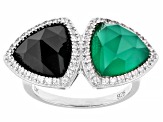 Green Onyx Rhodium Over Sterling Silver Ring 5.98ctw