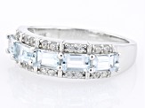 Blue Aquamarine Rhodium Over Sterling Silver Band Ring 1.40ctw