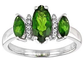 Green Chrome Diopside Rhodium Over Sterling Silver Ring 1.46ctw