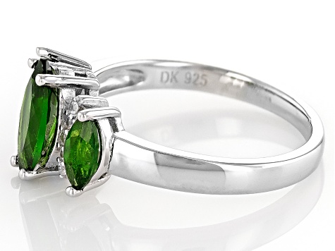 Green Chrome Diopside Rhodium Over Sterling Silver Ring 1.46ctw