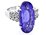 Blue Color Change Fluorite Rhodium Over Sterling Silver Ring