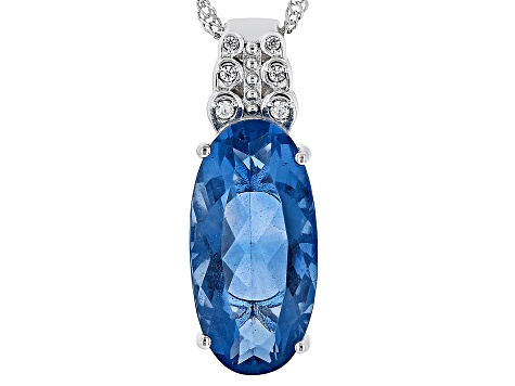 Blue Color Shift Change Rhodium Over Sterling Silver Pendant With Chain 8.96ctw