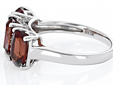 Red Labradorite Rhodium Over Sterling Silver 3-Stone Ring 3.48ctw