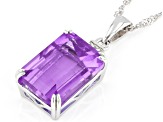 Blue Color Change Fluorite Rhodium Over Sterling Silver Pendant with Chain 9.74ctw
