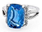 Blue Color Change Fluorite Rhodium Over Sterling Silver Ring 6.42ct