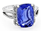 Blue Color Change Fluorite Rhodium Over Sterling Silver Ring 6.42ct