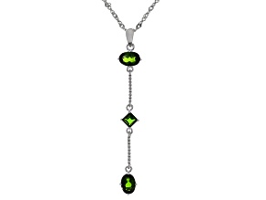 Chrome Diopside Rhodium Over Sterling Silver 3-Stone Pendant With Chain 1.60ctw