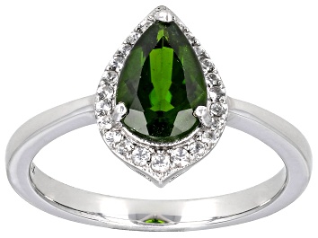 Picture of Green Chrome Diopside Rhodium Over Sterling Silver Ring 1.28ctw
