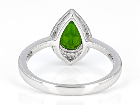 Green Chrome Diopside Rhodium Over Sterling Silver Ring 1.28ctw
