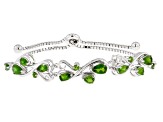 Green Chrome Diopside Rhodium Over Sterling Silver Bolo Bracelet 2.39ctw