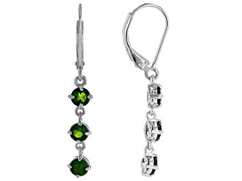 Picture of Green Chrome Diopside Rhodium Over Sterling Silver Earrings 1.38ctw
