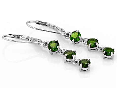 Green Chrome Diopside Rhodium Over Sterling Silver Earrings 1.38ctw