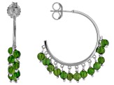 Chrome Diopside Rhodium Over Sterling Silver J-Hoop Bead Earrings