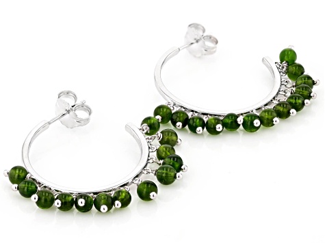 925 Sterling Silver Chrome Diopside Gemstone Round Earrings Pair ~ Chrome Silver Dangle on sale Handmade Jewelry Gifts ~ Lever Back Hooks ~ SRP15