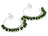 Chrome Diopside Rhodium Over Sterling Silver J-Hoop Bead Earrings