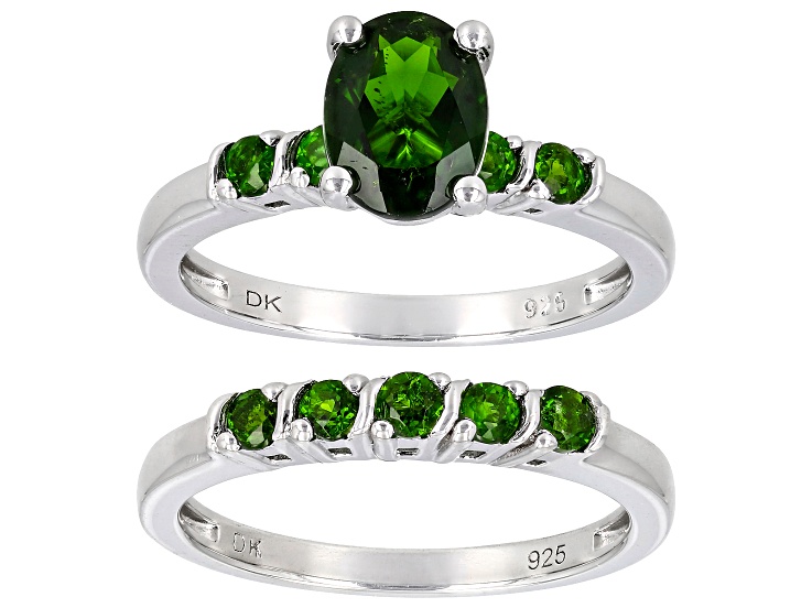 ジュエルクローム Green Chrome Diopside with Malachite Inlay Rhodium Over
