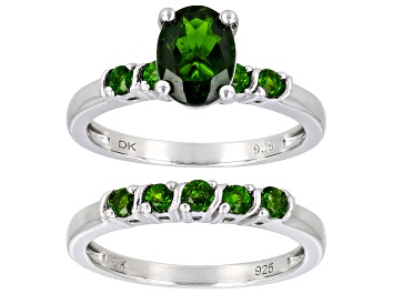 Picture of Chrome Diopside Rhodium Over Sterling Silver Ring Set Of 2 1.80ctw