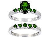 Chrome Diopside Rhodium Over Sterling Silver Ring Set Of 2 1.80ctw